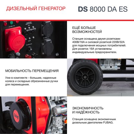 FUBAG Дизельный генератор (трехфазный) с электростартером и коннектором автоматики DS 8000 DA ES в Тольятти фото