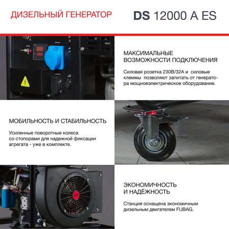 FUBAG Дизельный генератор с электростартером и коннектором автоматики DS 12000 A ES в Тольятти фото